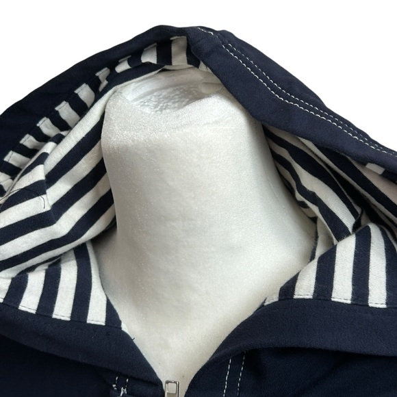 Jones New York Women's Navy Blue Nautical Hoodie Knit Jacket - Picture 4 of 10